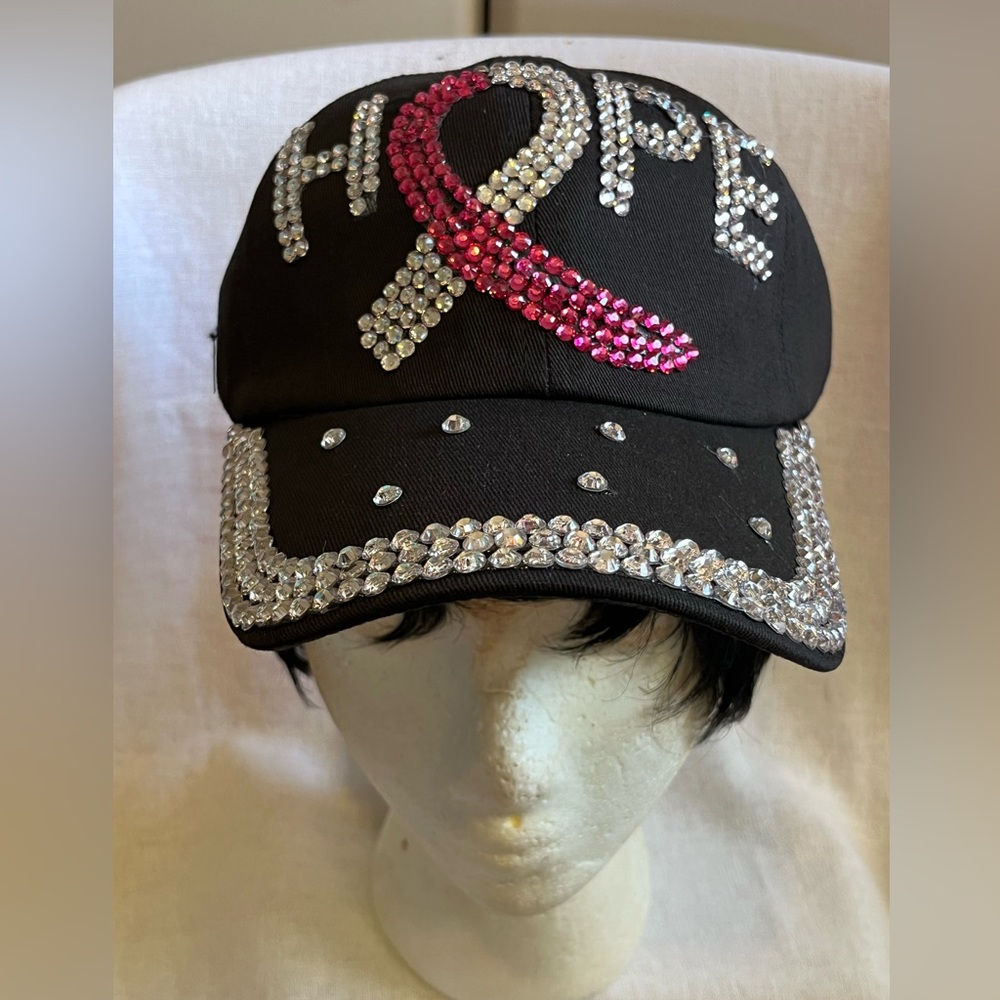 Breast Cancer Awareness Hope Bling Ball Cap.